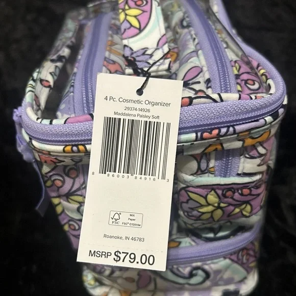 Vera Bradley 3 Pc Cosmetic Cases Set Organizer Makeup Bag - Picture 5 of 5